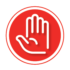 Icon of hand on red background (similar to stop sign) to illustrate Eliminate lead paint